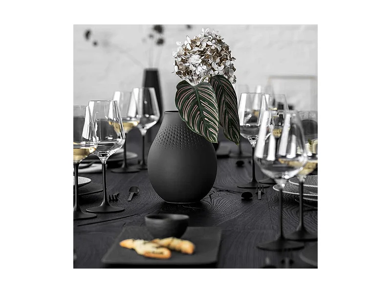 Vase col étroit en porcelaine noire haut de gamme H20 cm, Manufacture Collier