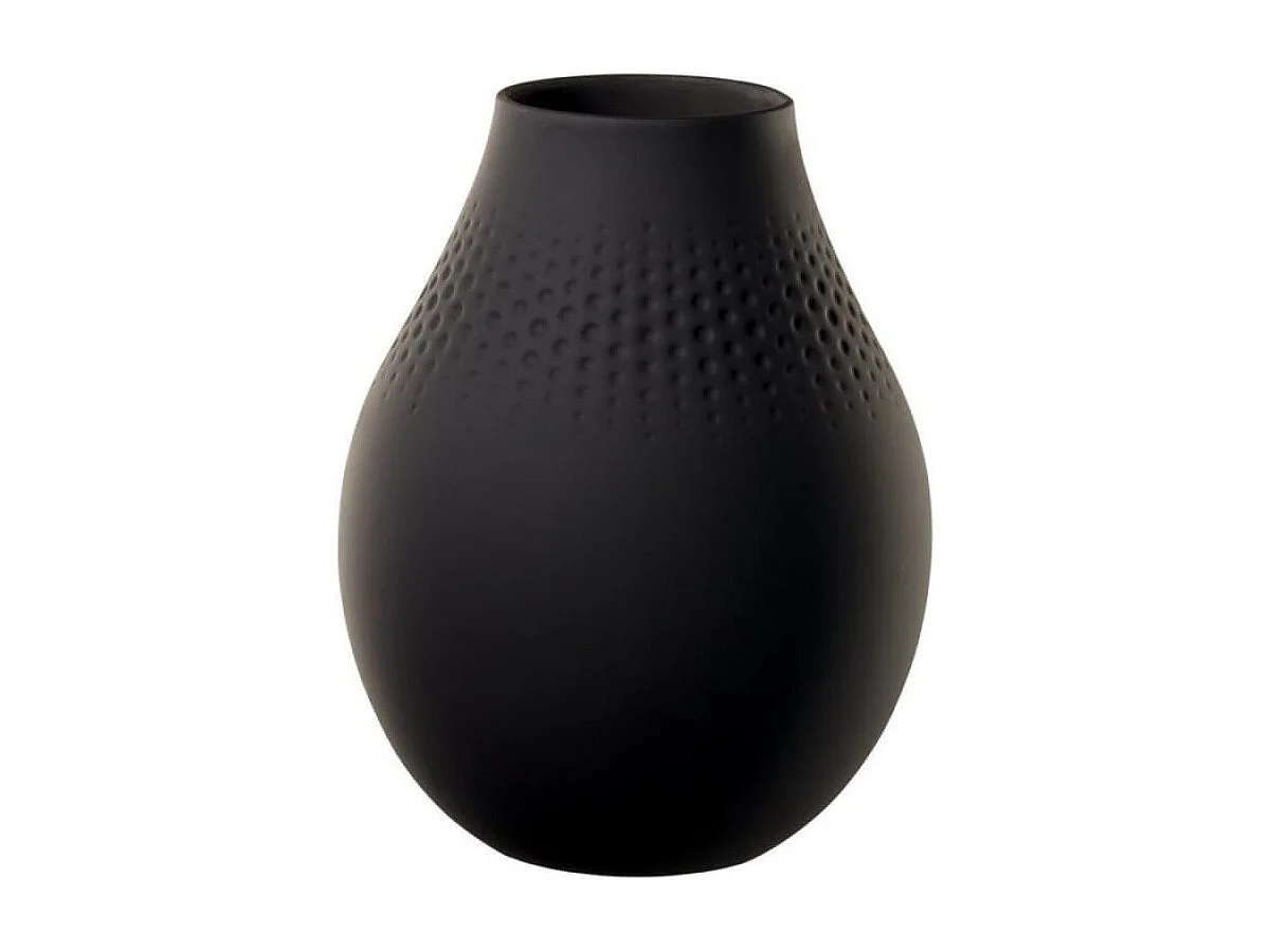 Vase col étroit en porcelaine noire haut de gamme H20 cm, Manufacture Collier