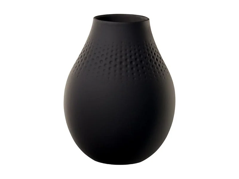 Vase col étroit en porcelaine noire haut de gamme H20 cm, Manufacture Collier