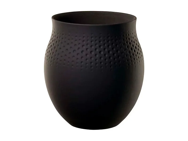 Weithalsvase aus hochwertigem schwarzem Porzellan H17 cm, Manufaktur Collier