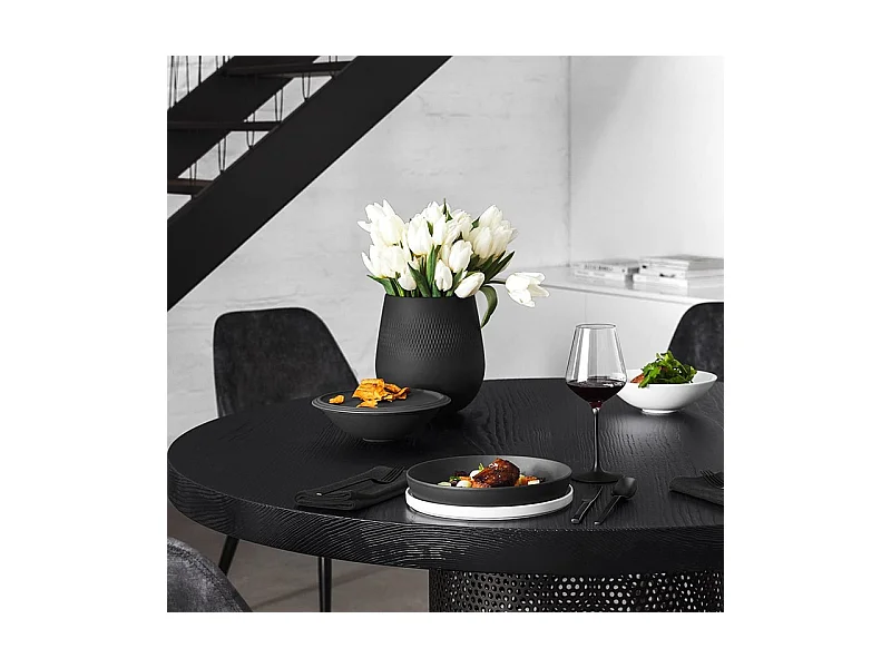 Vase à col large en porcelaine noire premium H17 cm, Manufacture Collier