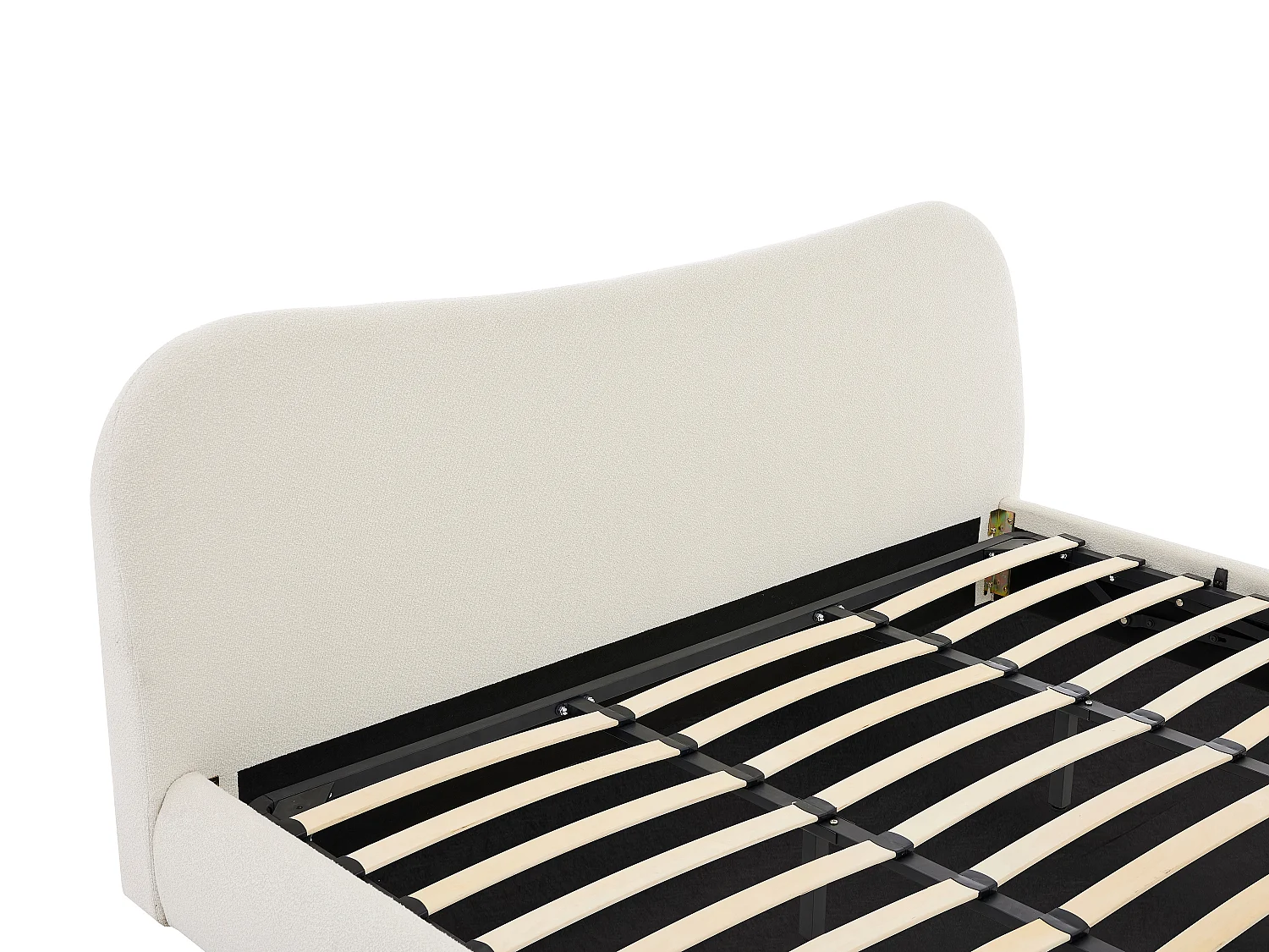 Lit coffre 200 x 200 cm - Tissu bouclette - Blanc - VANARI