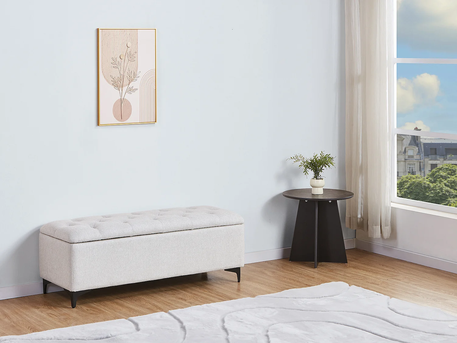 Banc coffre – Tissu – Beige - SABILO