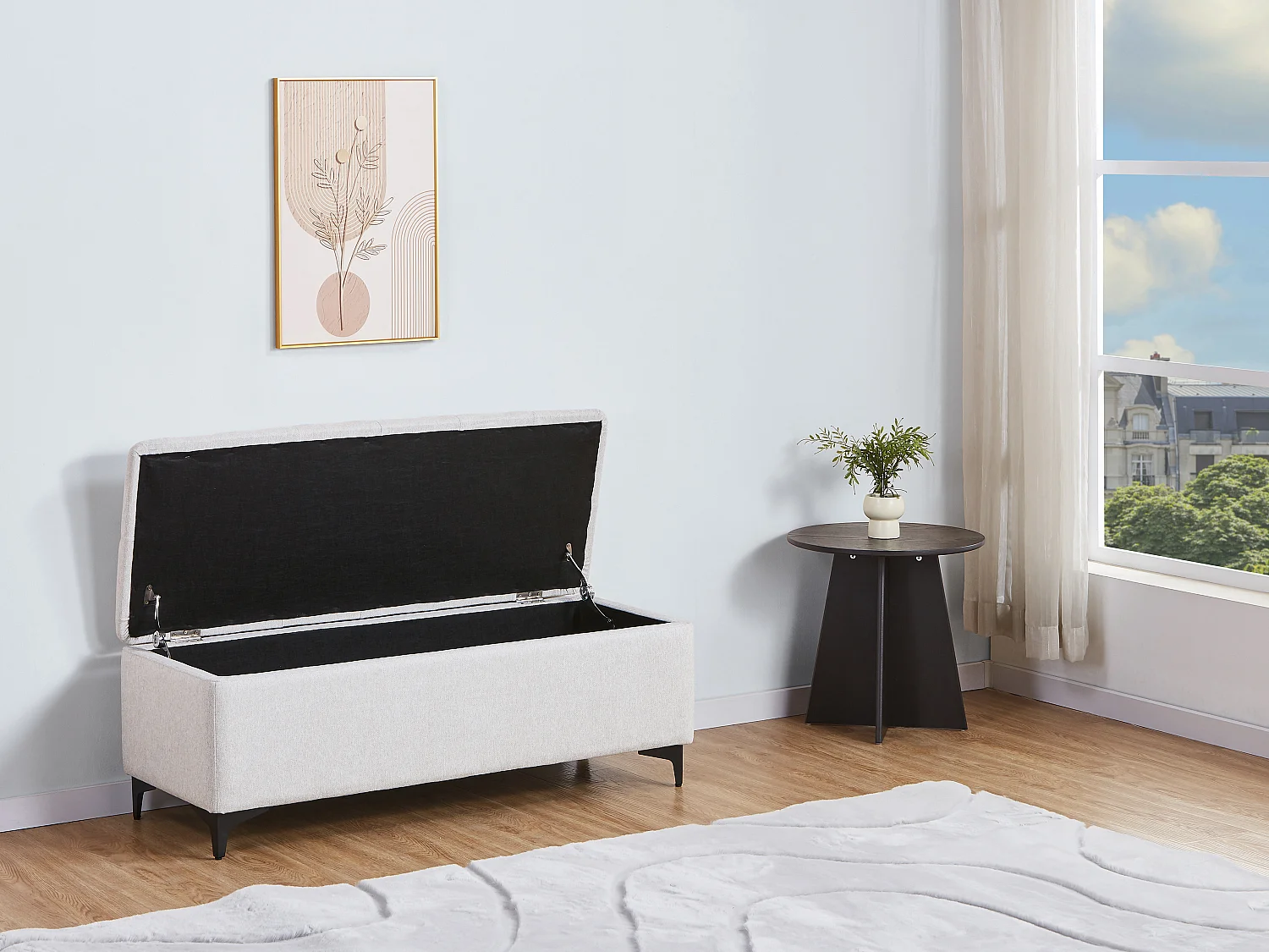 Banc coffre – Tissu – Beige - SABILO