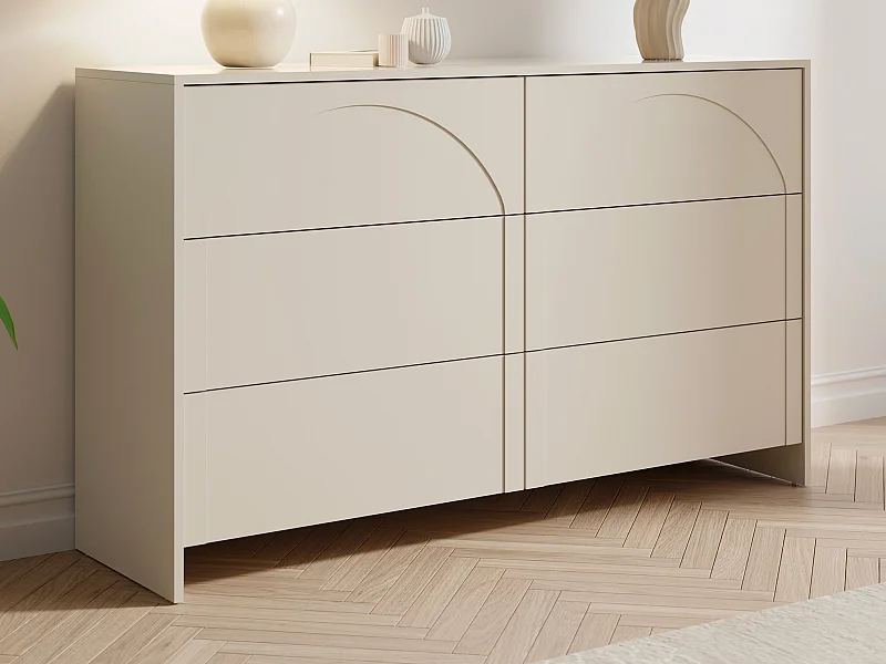 Commode 6 tiroirs – MDF – Beige - NALYRA de Maison Céphy