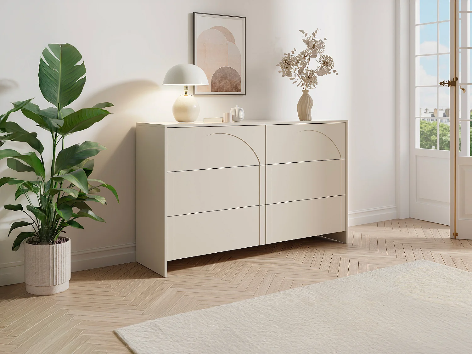 Commode 6 tiroirs – MDF – Beige - NALYRA de Maison Céphy
