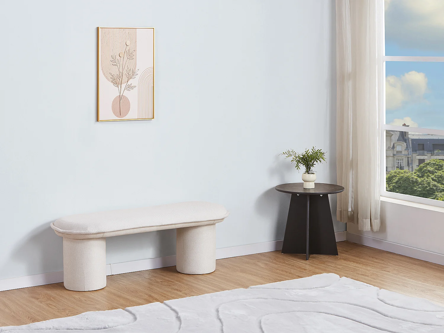 Banc en tissu – Beige - ELAMIU