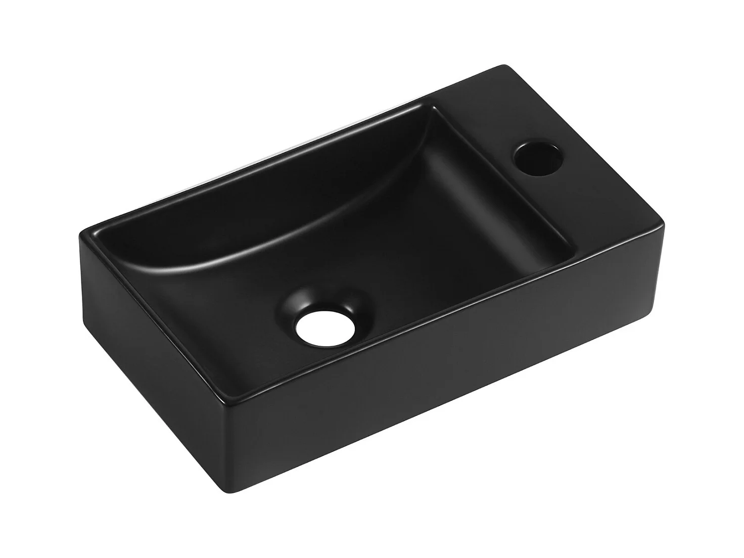 XAVY Wandwaschbecken L.40 x H.10 x T.23 cm rechteckig schwarze Keramik