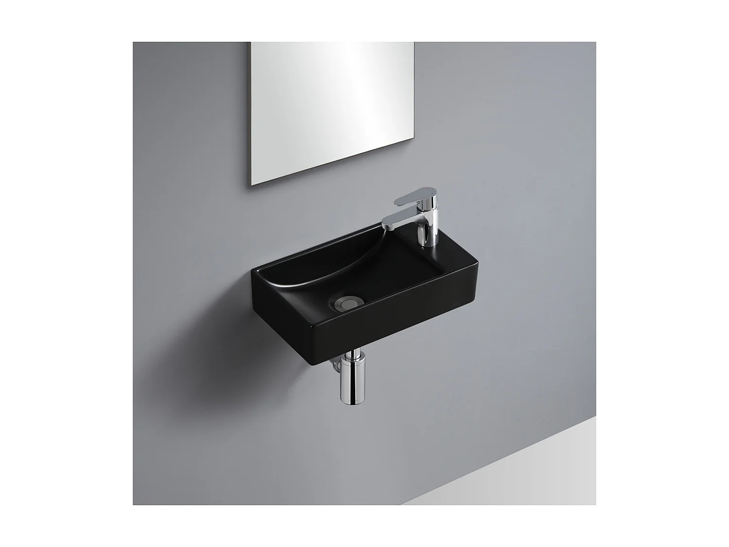 Lavabo suspendido XAVY L.40 x H.10 x P.23 cm rectangular negro cerámica