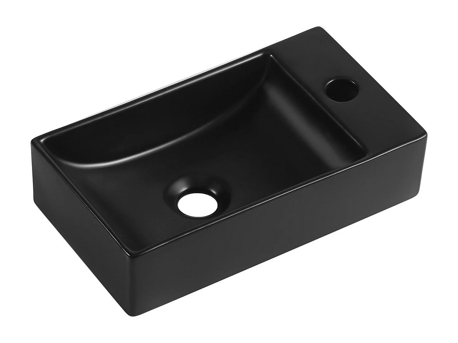 Lavabo suspendido XAVY L.40 x H.10 x P.23 cm rectangular negro cerámica