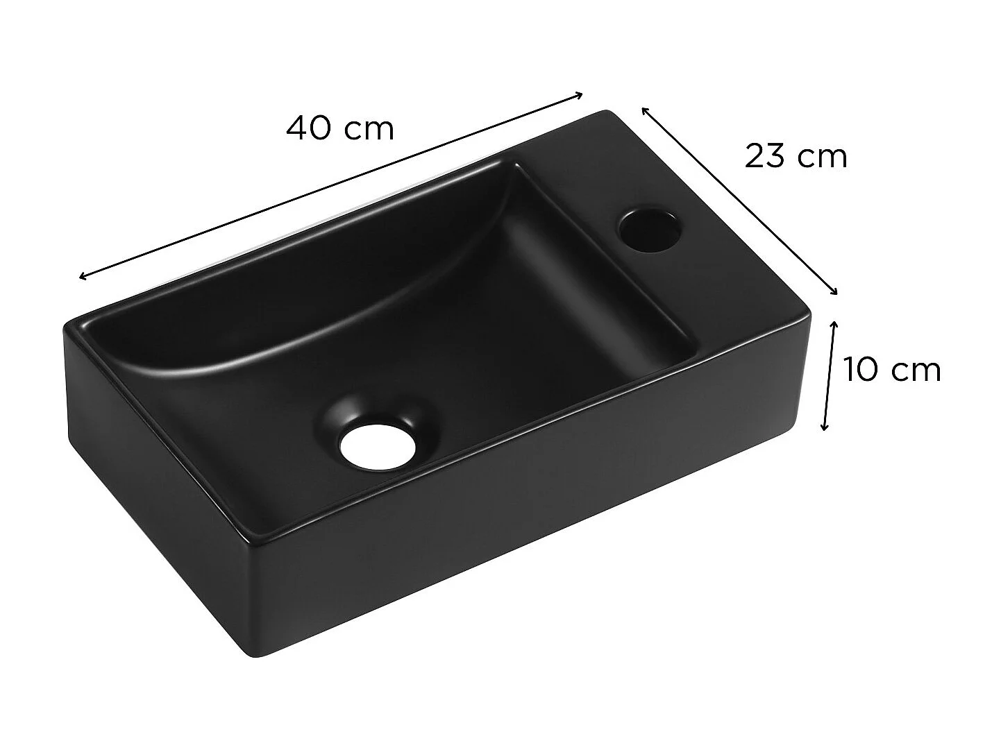 Lavabo suspendido XAVY L.40 x H.10 x P.23 cm rectangular negro cerámica