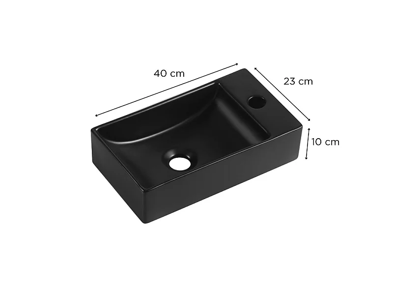 Lavabo suspendido XAVY L.40 x H.10 x P.23 cm rectangular negro cerámica