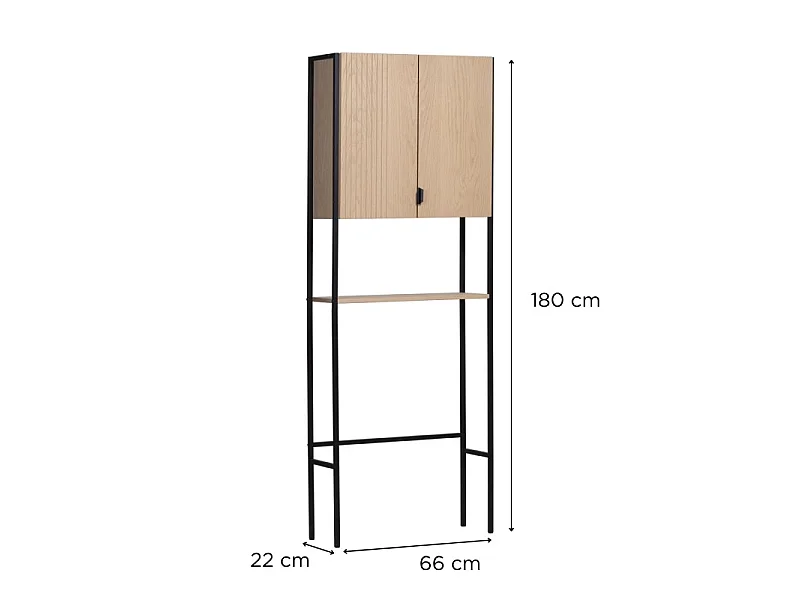 Estantería WC puente madera roble ALTEA L.66 x H.180 x P.22 cm