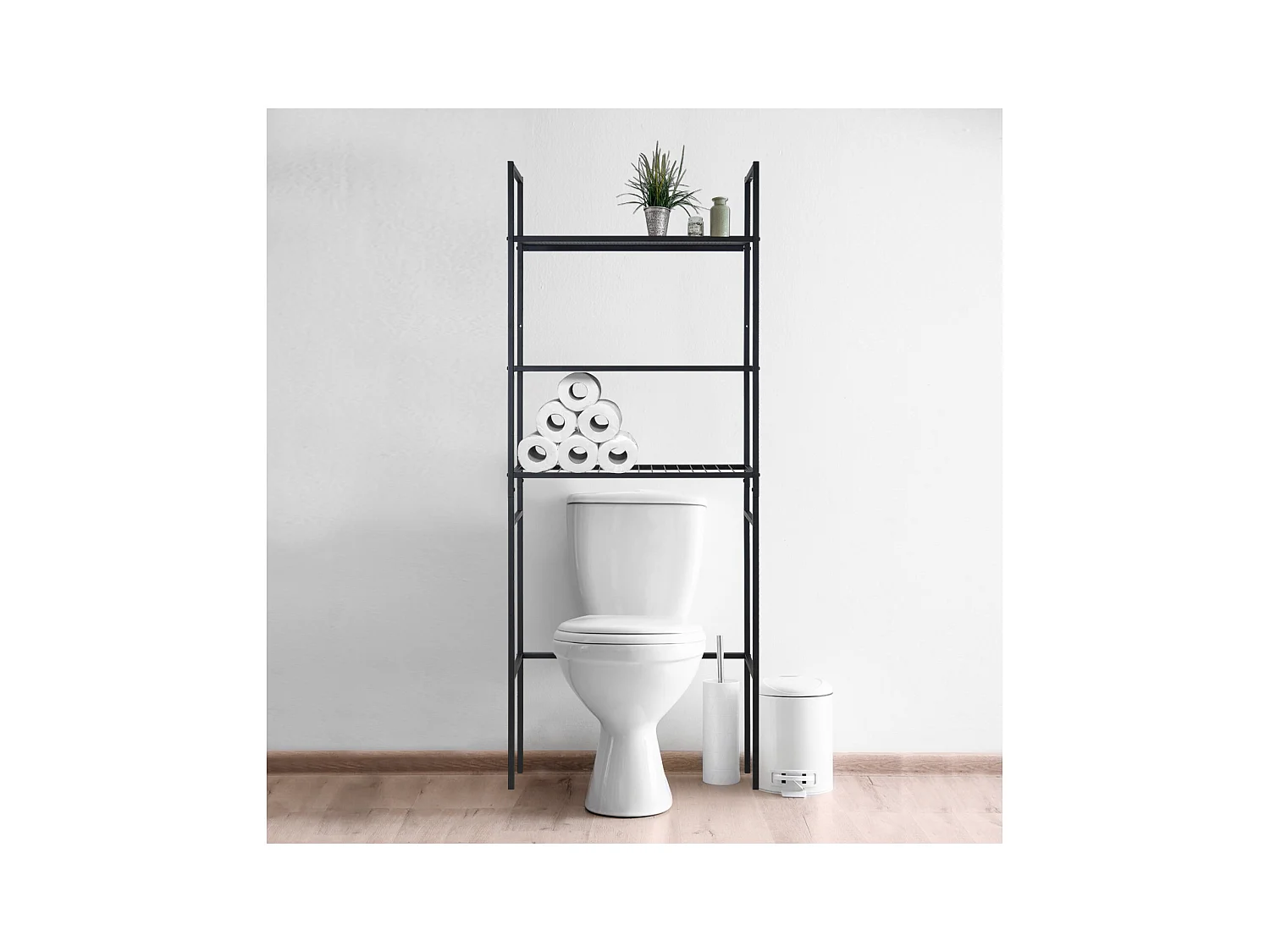 ALZYA brugplank B.66 x H.180 x D.22 cm zwart boven toilet/wasmachine