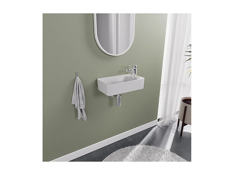 ESSENZA Wandwaschbecken L.40 x H10 x T.23 cm rechteckig weiße Keramik