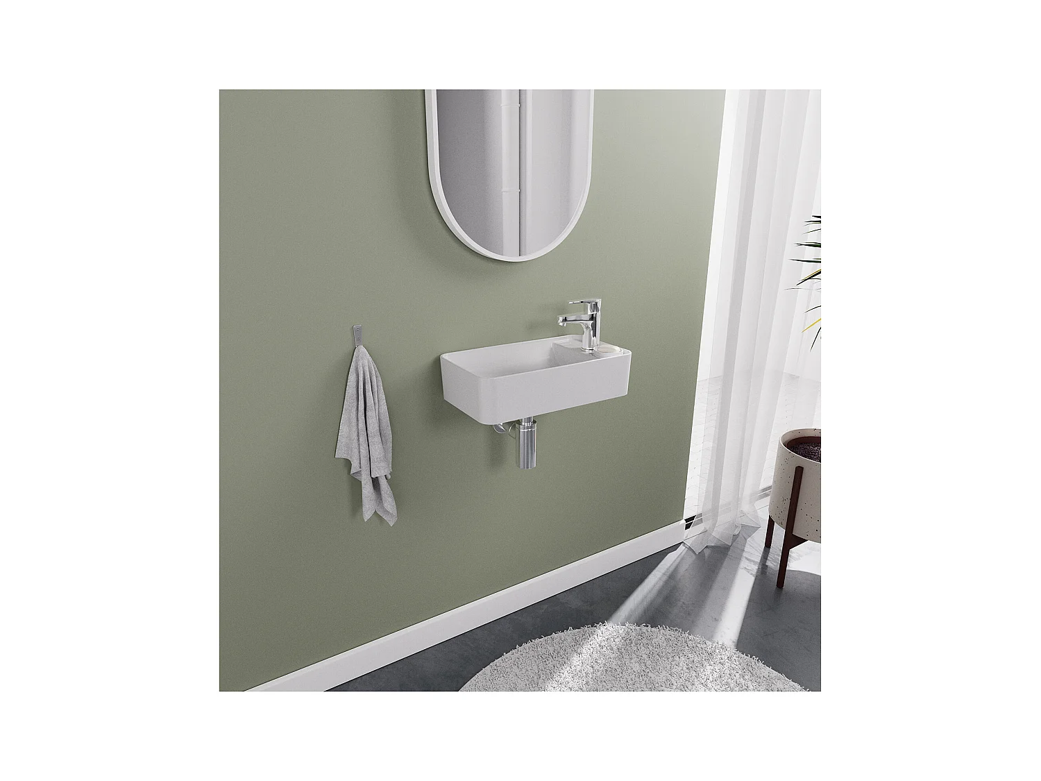 ESSENZA Wandwaschbecken L.40 x H10 x T.23 cm rechteckig weiße Keramik