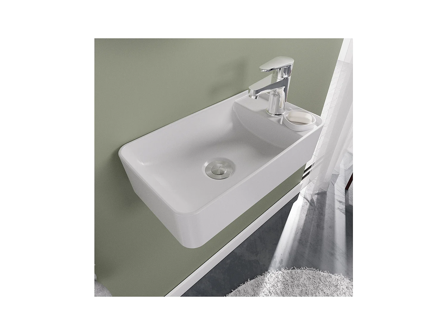 ESSENZA Wandwaschbecken L.40 x H10 x T.23 cm rechteckig weiße Keramik