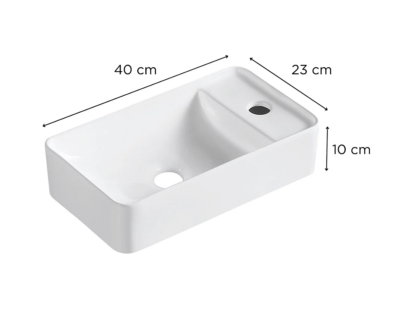ESSENZA Wandwaschbecken L.40 x H10 x T.23 cm rechteckig weiße Keramik