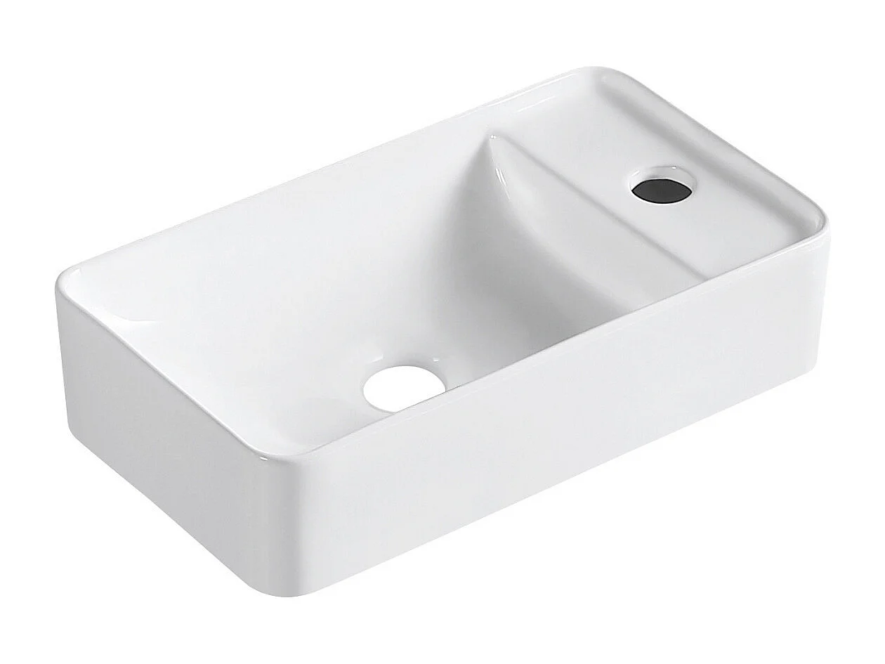 Lavabo suspendido ESSENZA L.40 x H10 x P.23 cm rectangular blanco cerámica