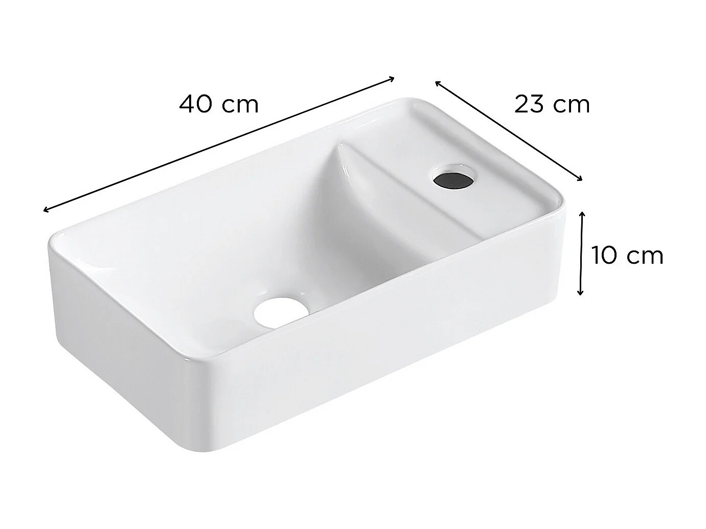 Lavabo suspendido ESSENZA L.40 x H10 x P.23 cm rectangular blanco cerámica