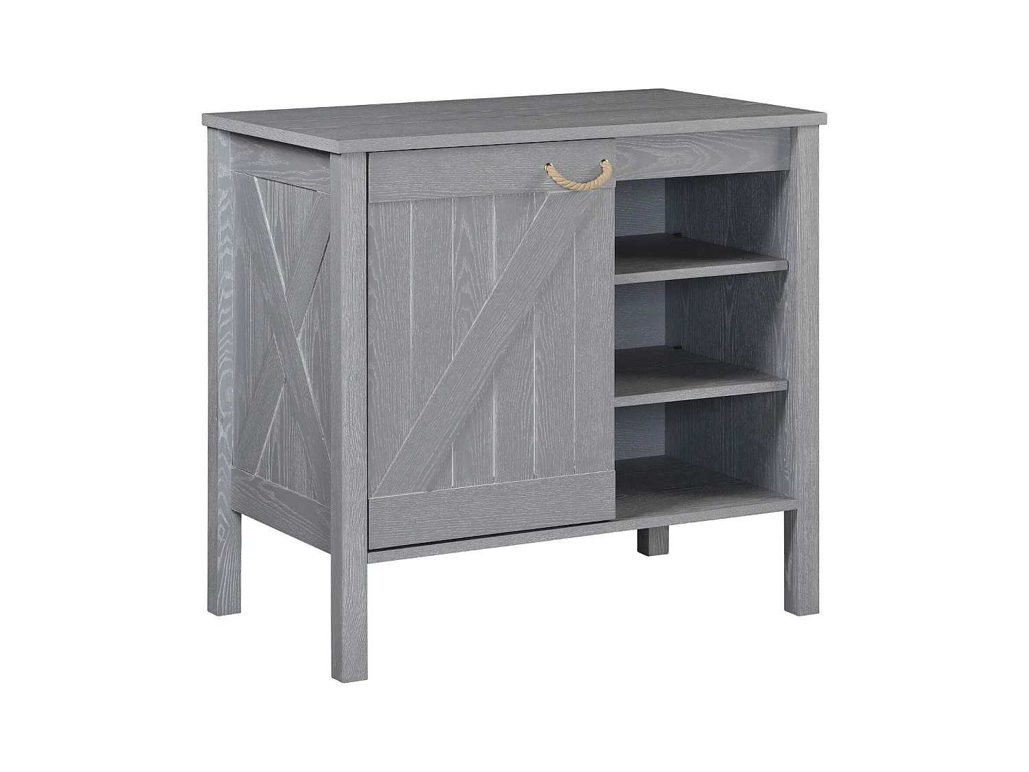 LUZIA Badezimmerschrank mit Einzelwaschbecken, B.85 x H.78 x T.50cm, Eiche grau