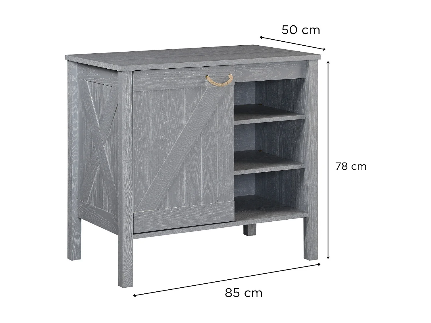 Mobile bagno LUZIA lavabo singolo L.85 x H.78 x P.50 cm rovere grigio