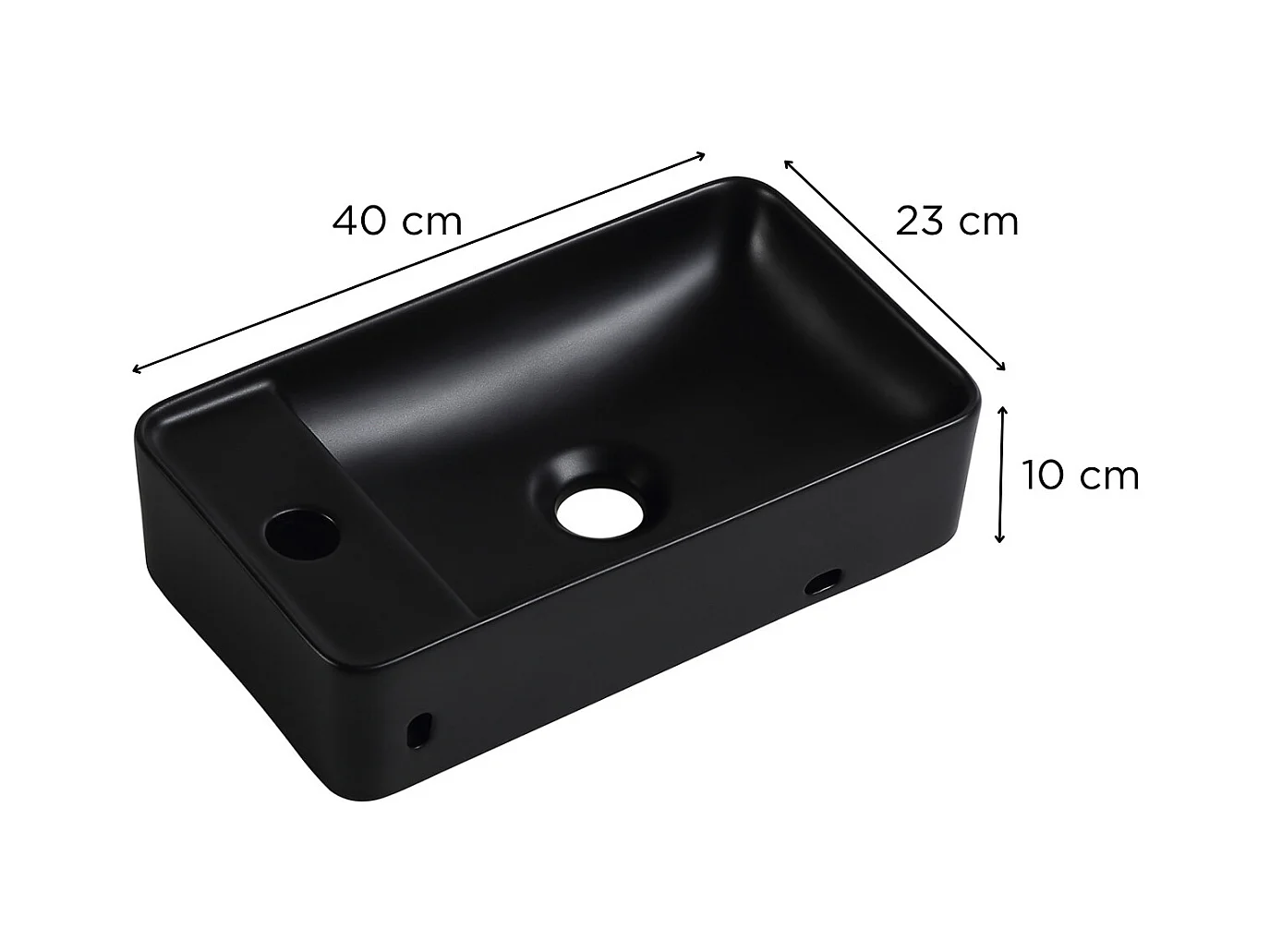 ESSENZA Wandwaschbecken L.40 x T.23 cm rechteckig schwarze Keramik