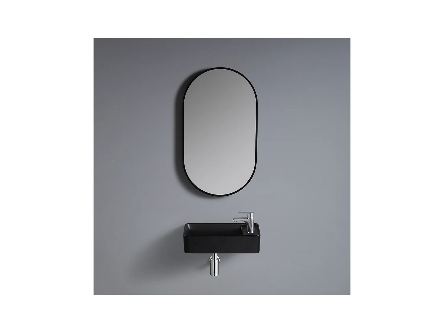 Lavabo suspendido ESSENZA L.40 x P.23 cm rectangular negro cerámica
