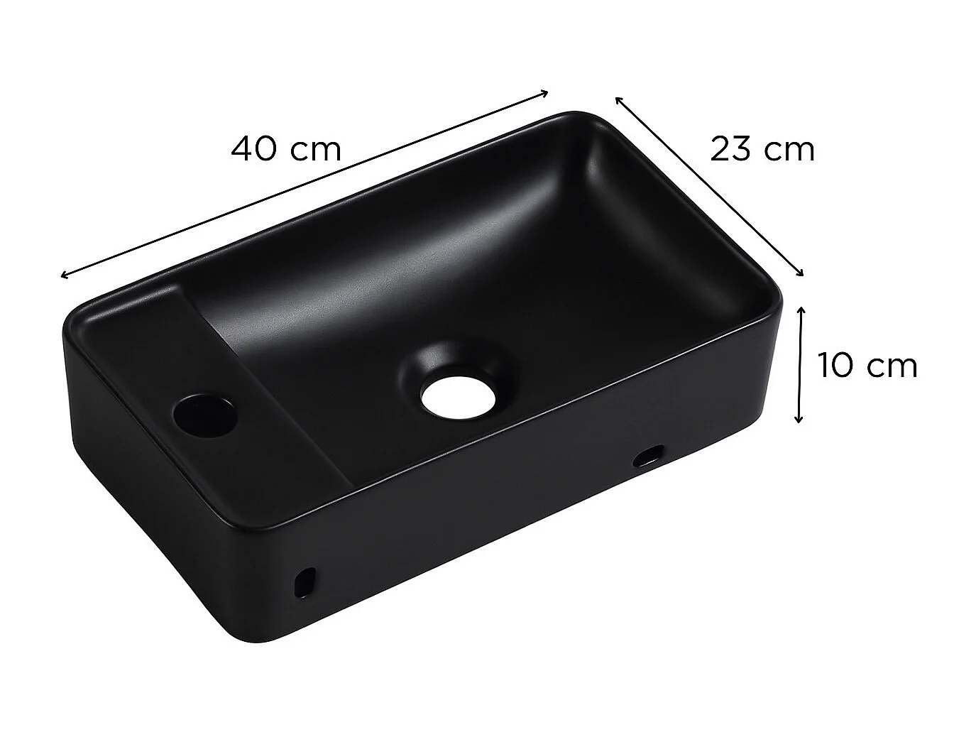 Lavabo suspendido ESSENZA L.40 x P.23 cm rectangular negro cerámica