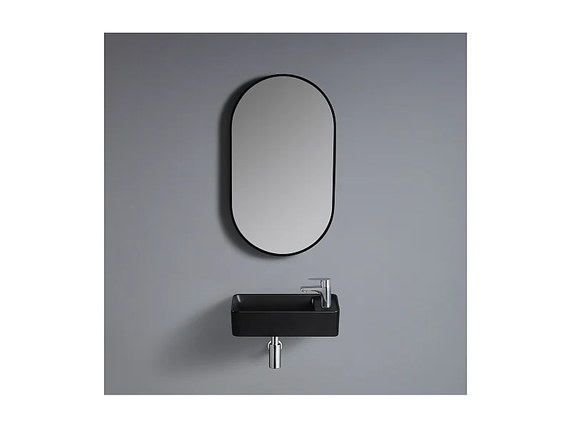 Lavabo suspendido ESSENZA L.40 x P.23 cm rectangular negro cerámica