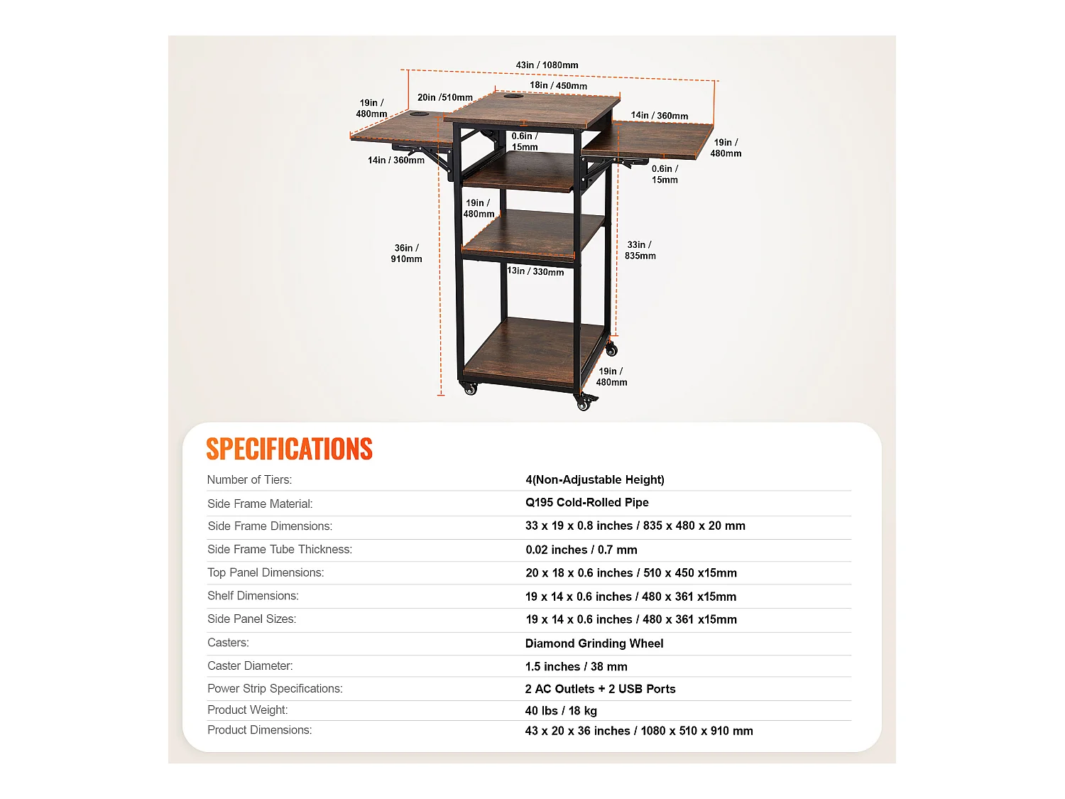 Table de Presse à Chaud SucceBuy Table de Presse à Chaud à 4 Niveaux Avec Station de Charge et Support Mobile