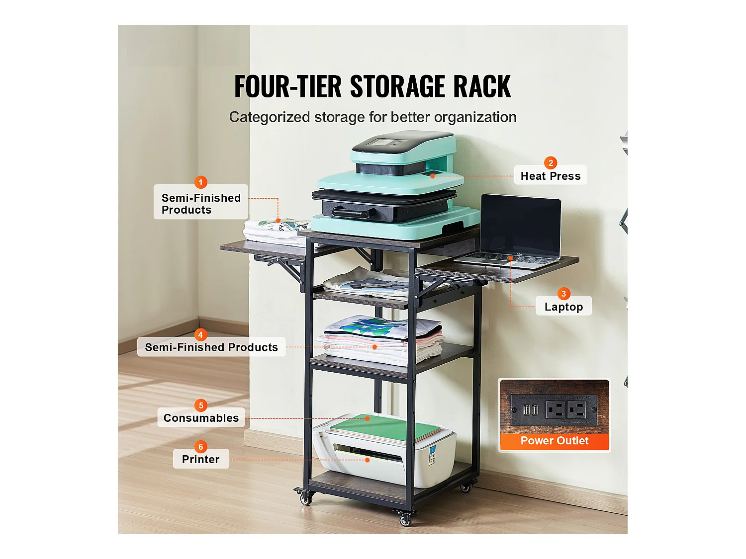 Table de Presse à Chaud SucceBuy Table de Presse à Chaud à 4 Niveaux Avec Station de Charge et Support Mobile