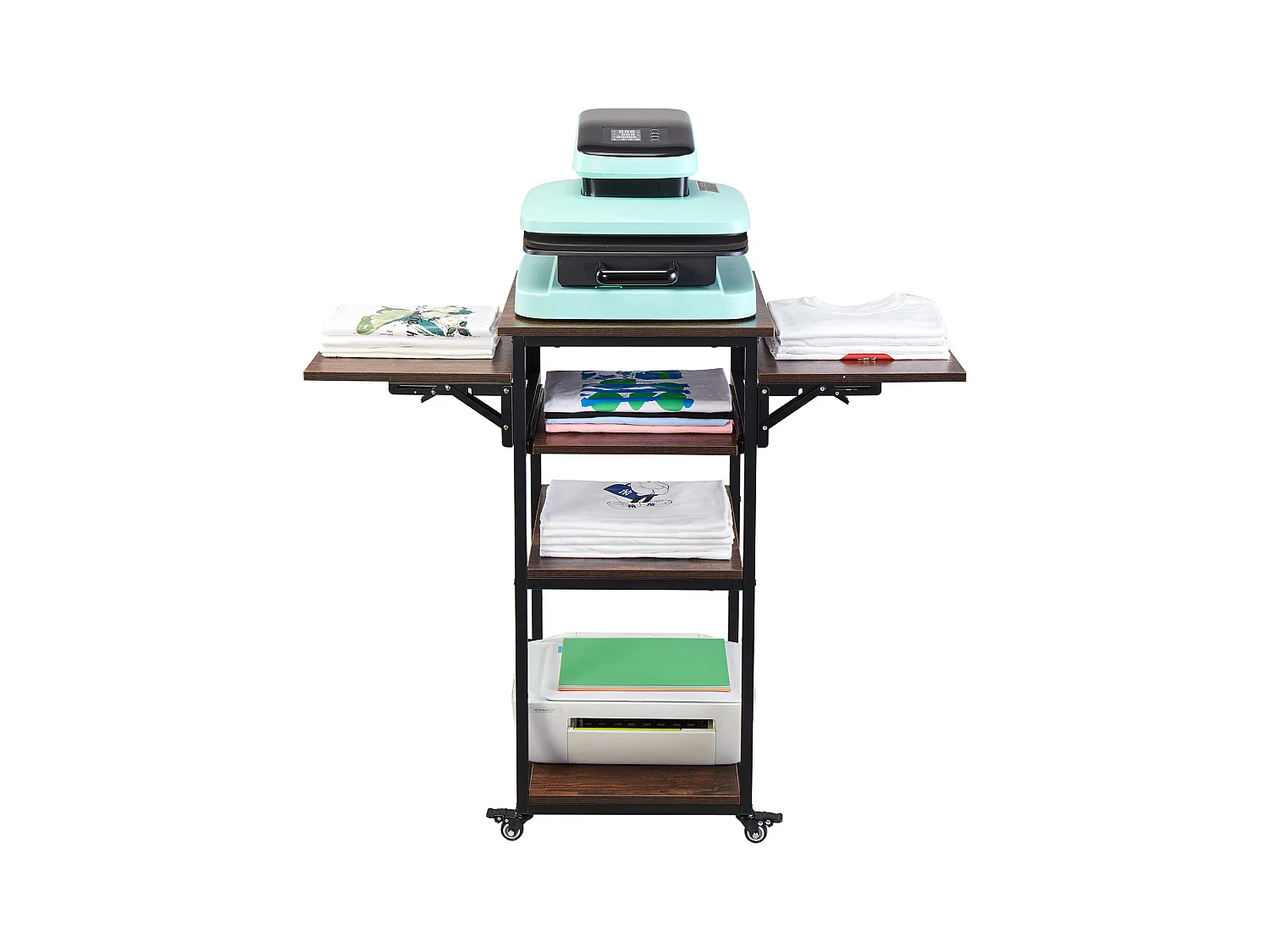 Transferpressentisch SucceBuy 4-stufiger Transferpressentisch mit Ladestation und Mobilem Ständer