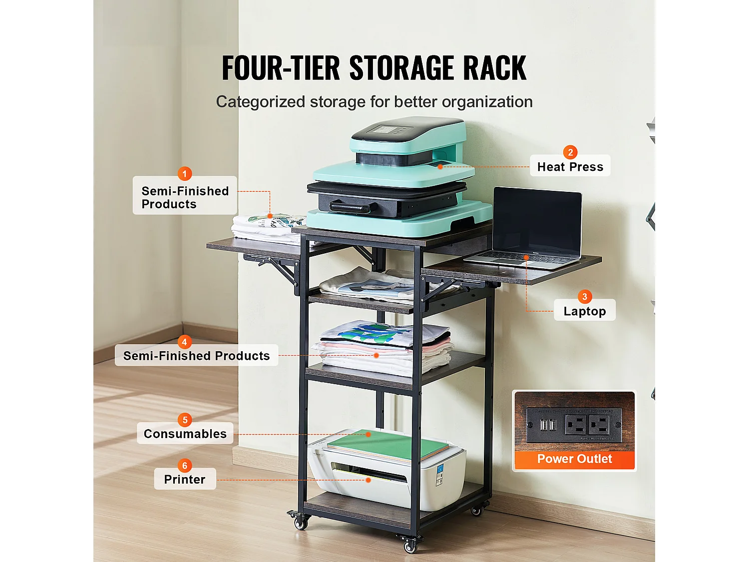 Table de Presse à Chaud SucceBuy Table de Presse à Chaud à 4 Niveaux Avec Station de Charge et Support Mobile