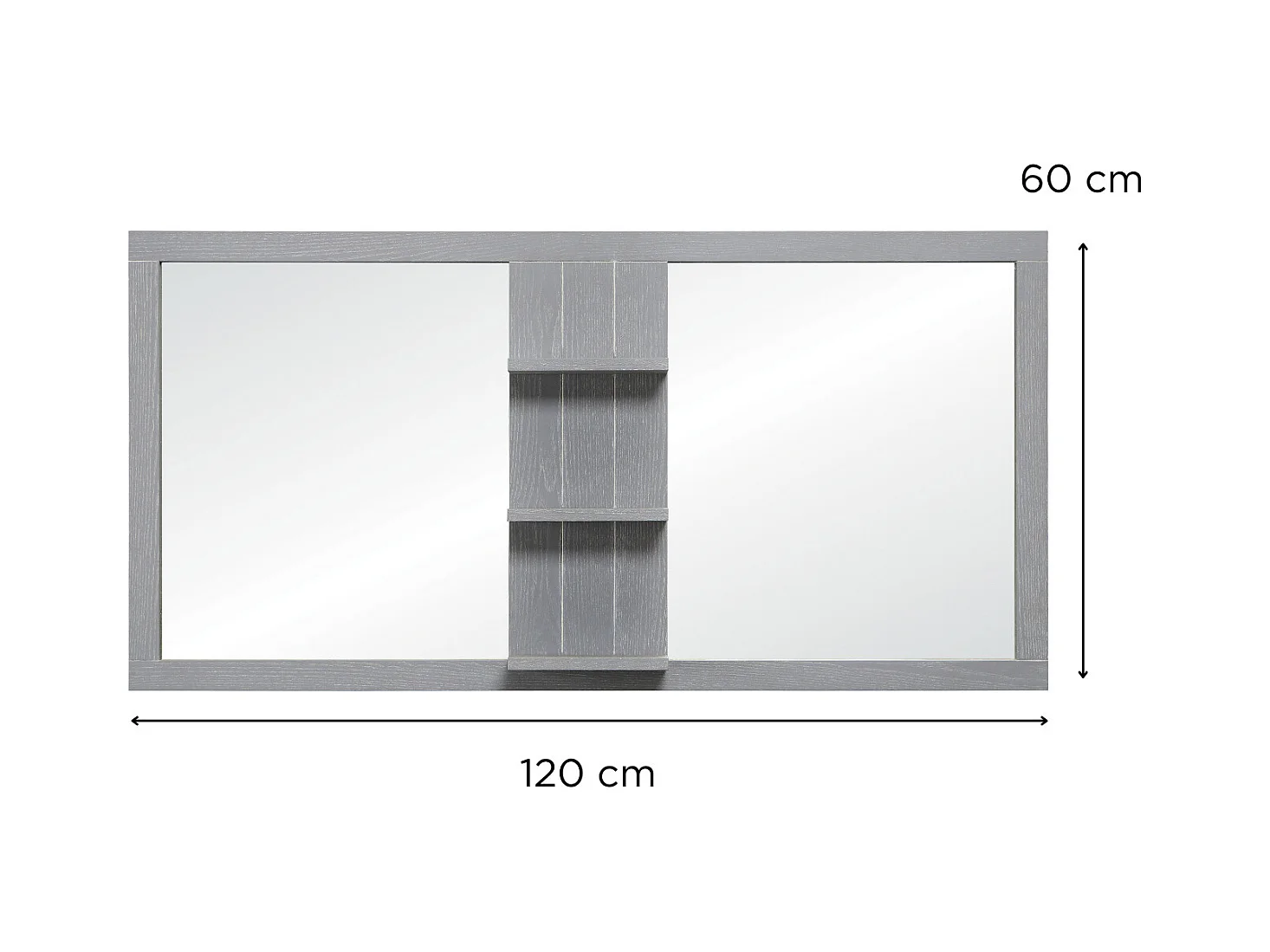 LUZIA Spiegel L.120 x H.60cm graue Esche (hängend)