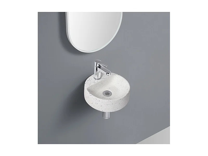 ZOLI Wandwaschbecken Ø30 x T.30 cm rund weiß Terrazzo
