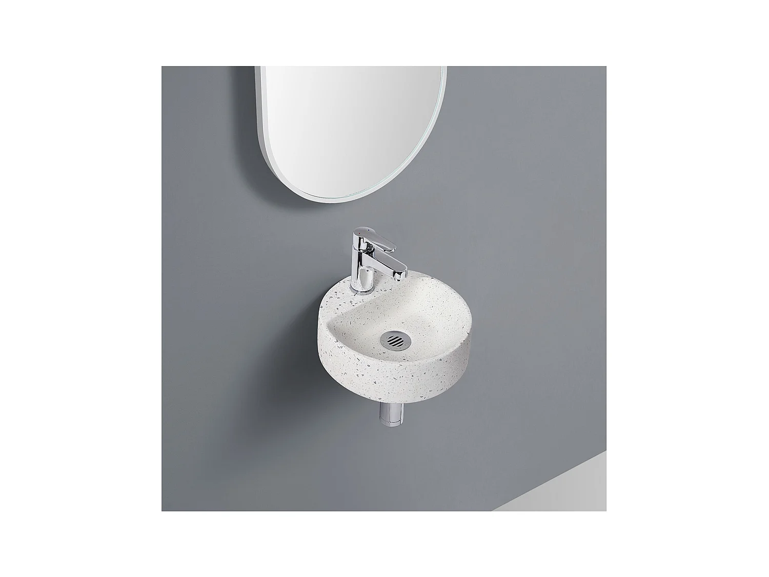 ZOLI Wandwaschbecken Ø30 x T.30 cm rund weiß Terrazzo