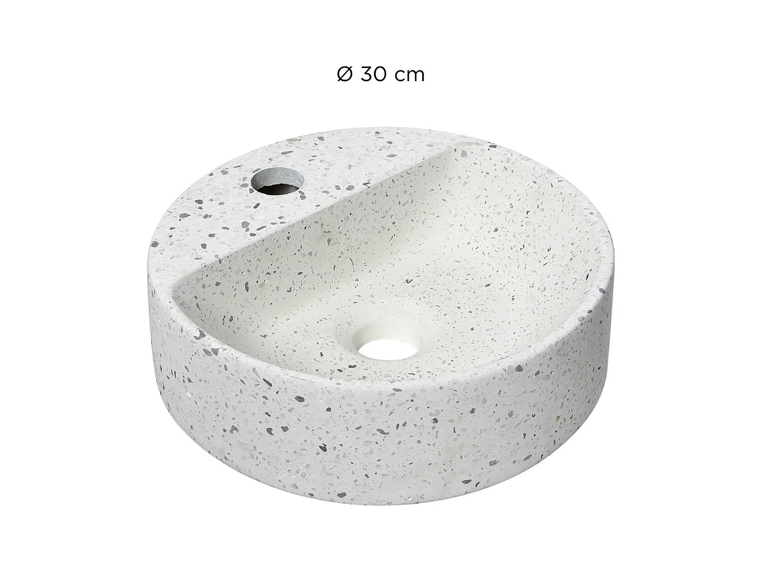 ZOLI Wandwaschbecken Ø30 x T.30 cm rund weiß Terrazzo