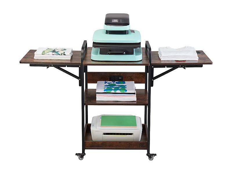 Transferpressentisch SucceBuy 3-stufiger Transferpressentisch, Mobiler Ständer mit Ladestation