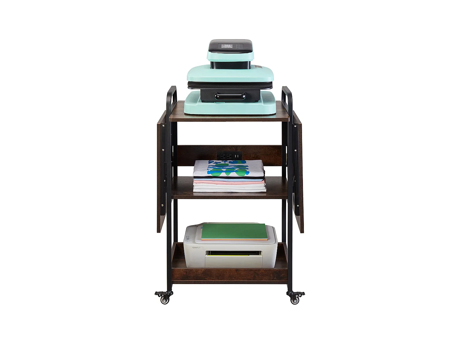 Table de Presse à Chaud SucceBuy Table de Presse à Chaud, Support Mobile à 3 Niveaux Avec Station de Charge