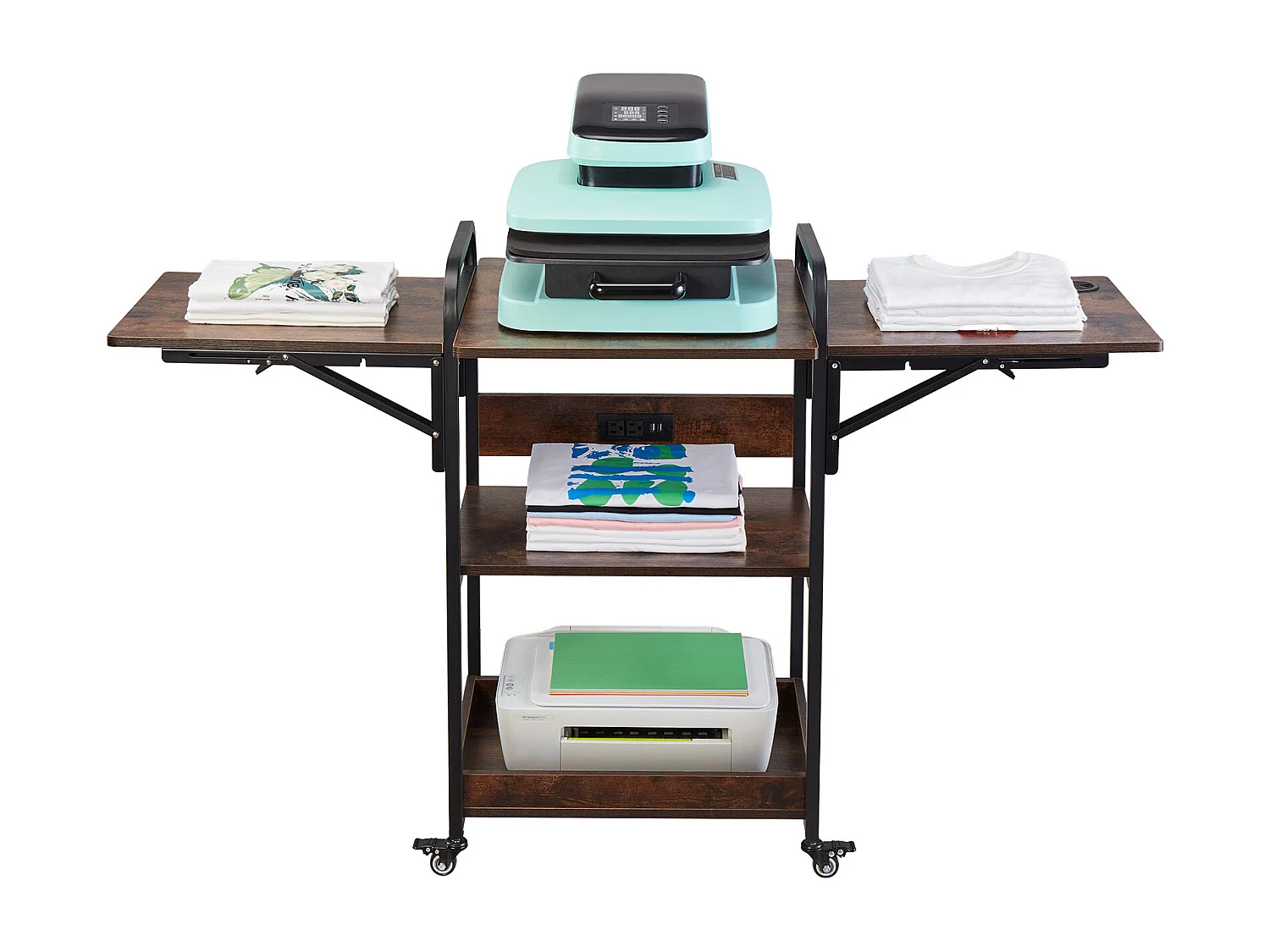 Table de Presse à Chaud SucceBuy Table de Presse à Chaud, Support Mobile à 3 Niveaux Avec Station de Charge