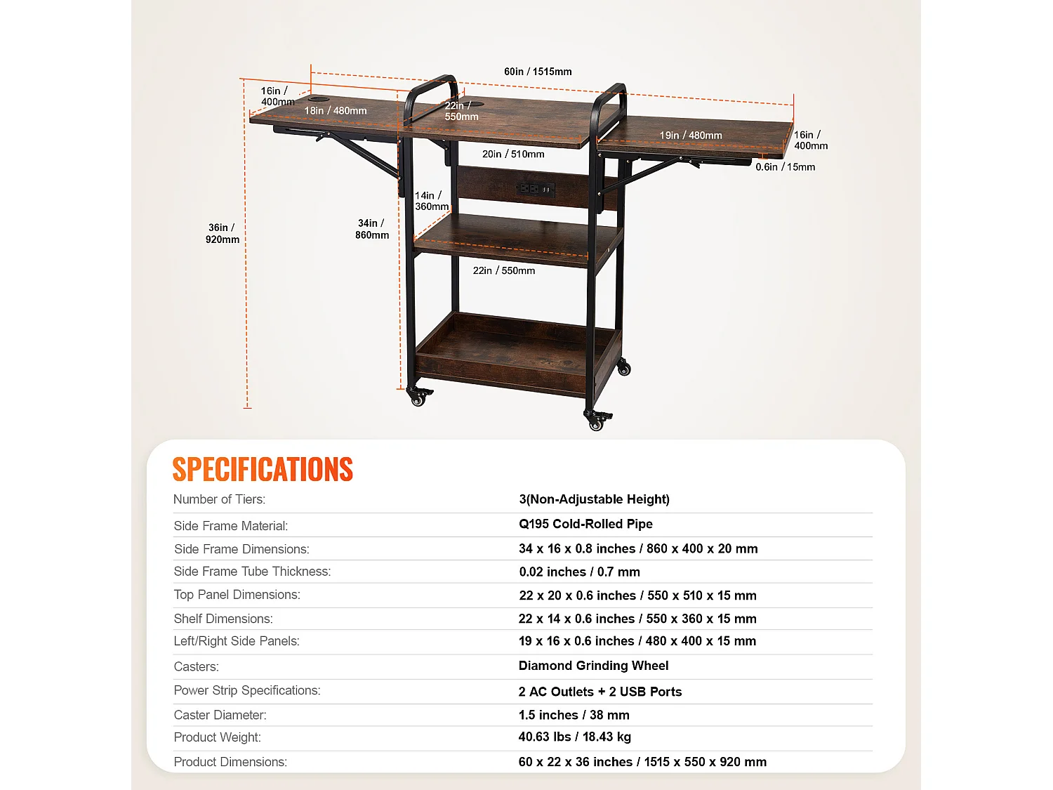 Table de Presse à Chaud SucceBuy Table de Presse à Chaud, Support Mobile à 3 Niveaux Avec Station de Charge
