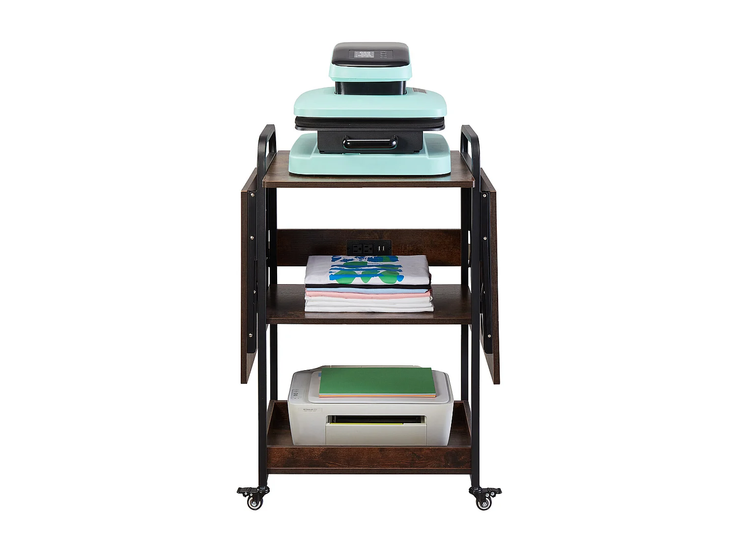 Table de Presse à Chaud SucceBuy Table de Presse à Chaud, Support Mobile à 3 Niveaux Avec Station de Charge