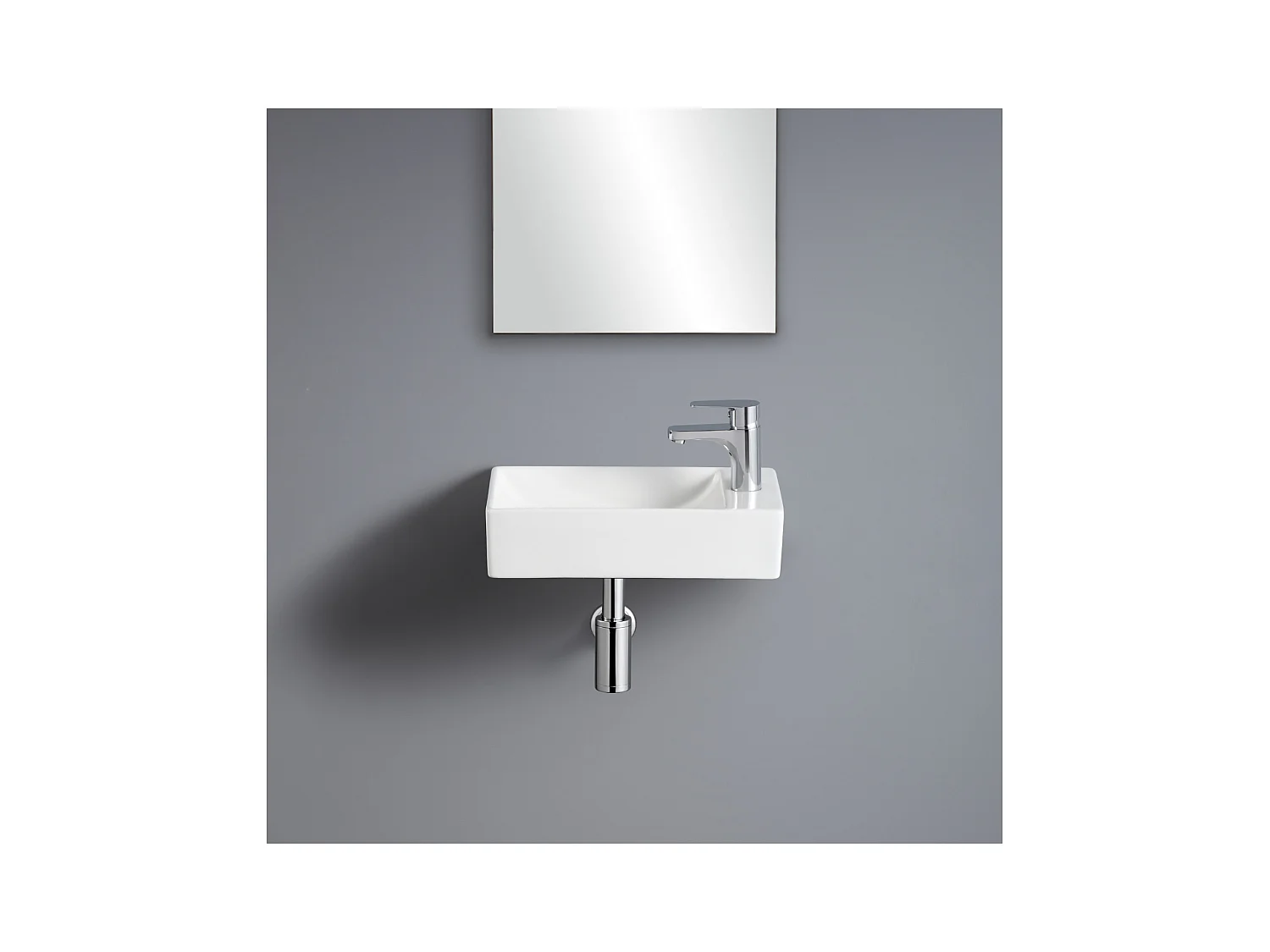 XAVY Wandwaschbecken L.40 x H.10 x T.23 cm rechteckig weiße Keramik