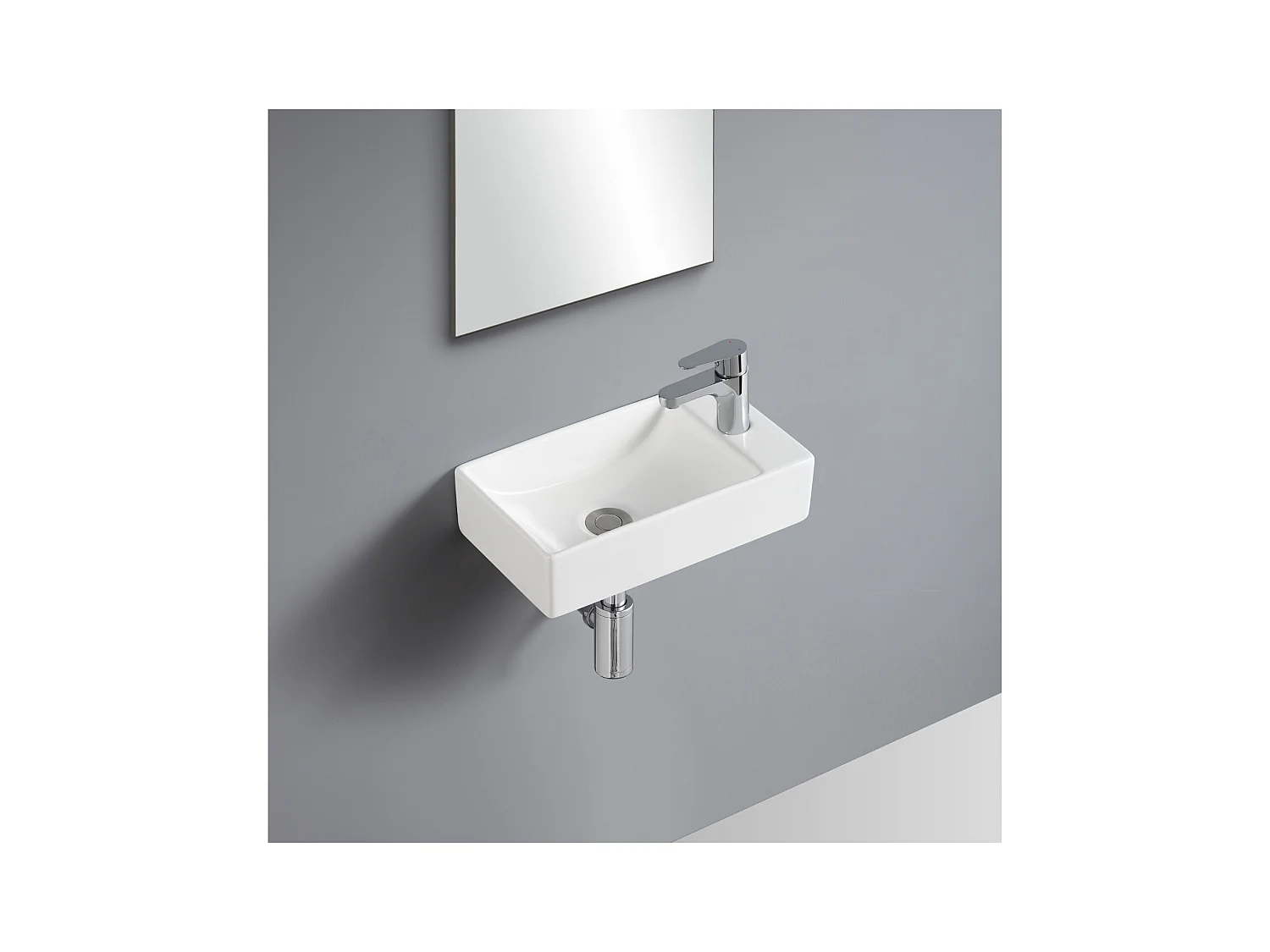 XAVY Wandwaschbecken L.40 x H.10 x T.23 cm rechteckig weiße Keramik