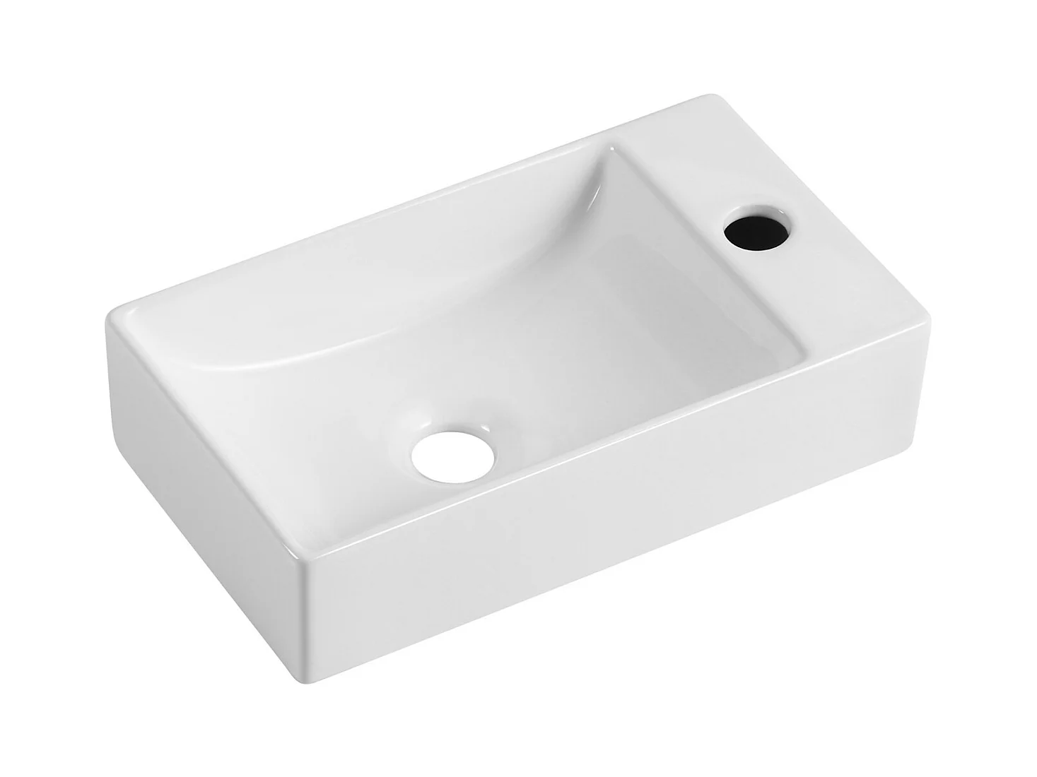 XAVY Wandwaschbecken L.40 x H.10 x T.23 cm rechteckig weiße Keramik