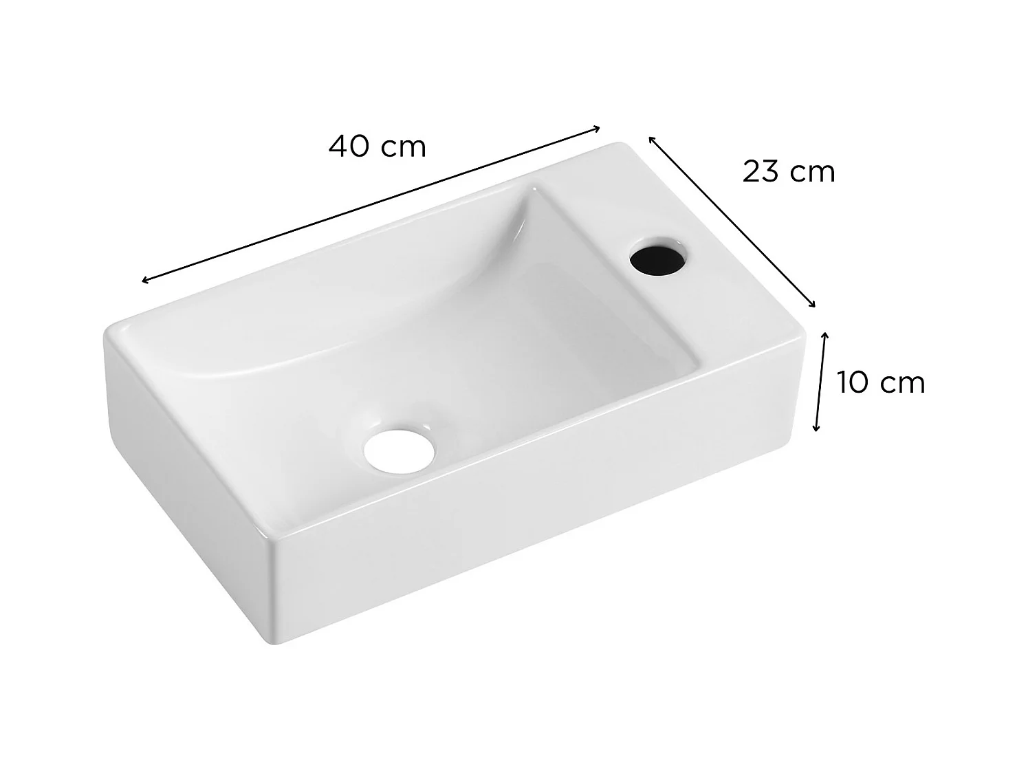 XAVY Wandwaschbecken L.40 x H.10 x T.23 cm rechteckig weiße Keramik