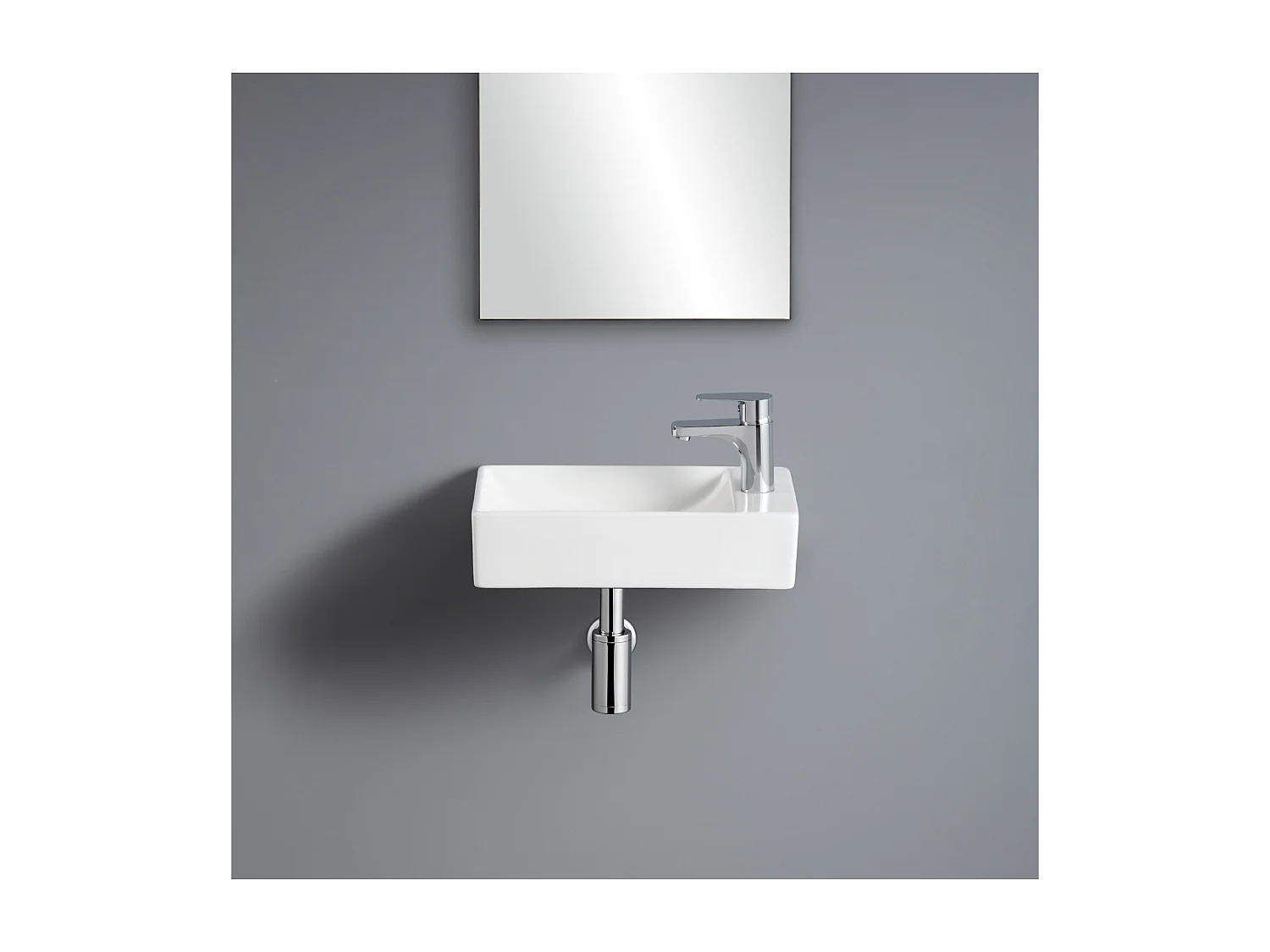 Lavabo suspendido XAVY L.40 x H.10 x P.23 cm rectangular blanco cerámica