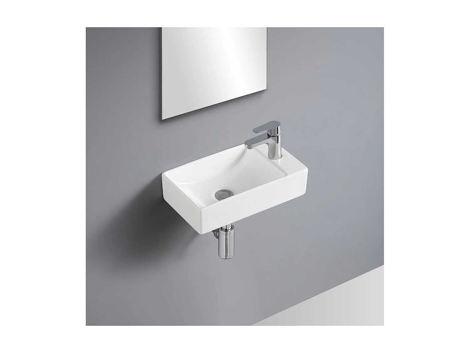 Lavabo suspendido XAVY L.40 x H.10 x P.23 cm rectangular blanco cerámica