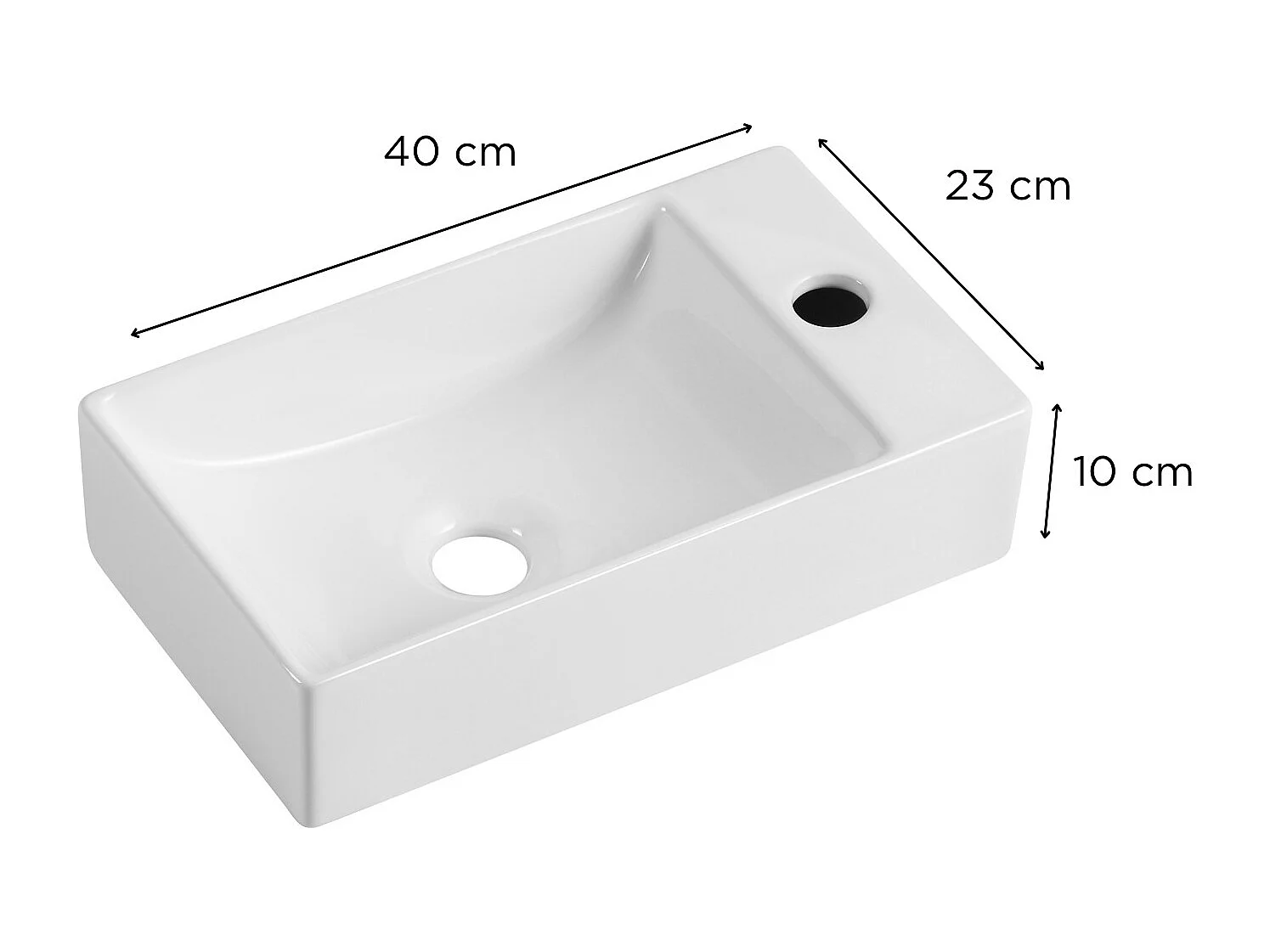 Lavabo suspendido XAVY L.40 x H.10 x P.23 cm rectangular blanco cerámica